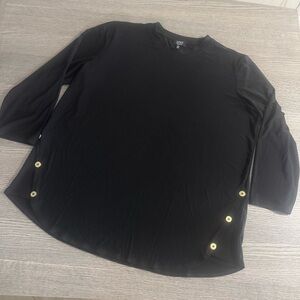 Jones New York Women’s Blouse Size XL 3/4 Sleeve Black tunic Top Stretch